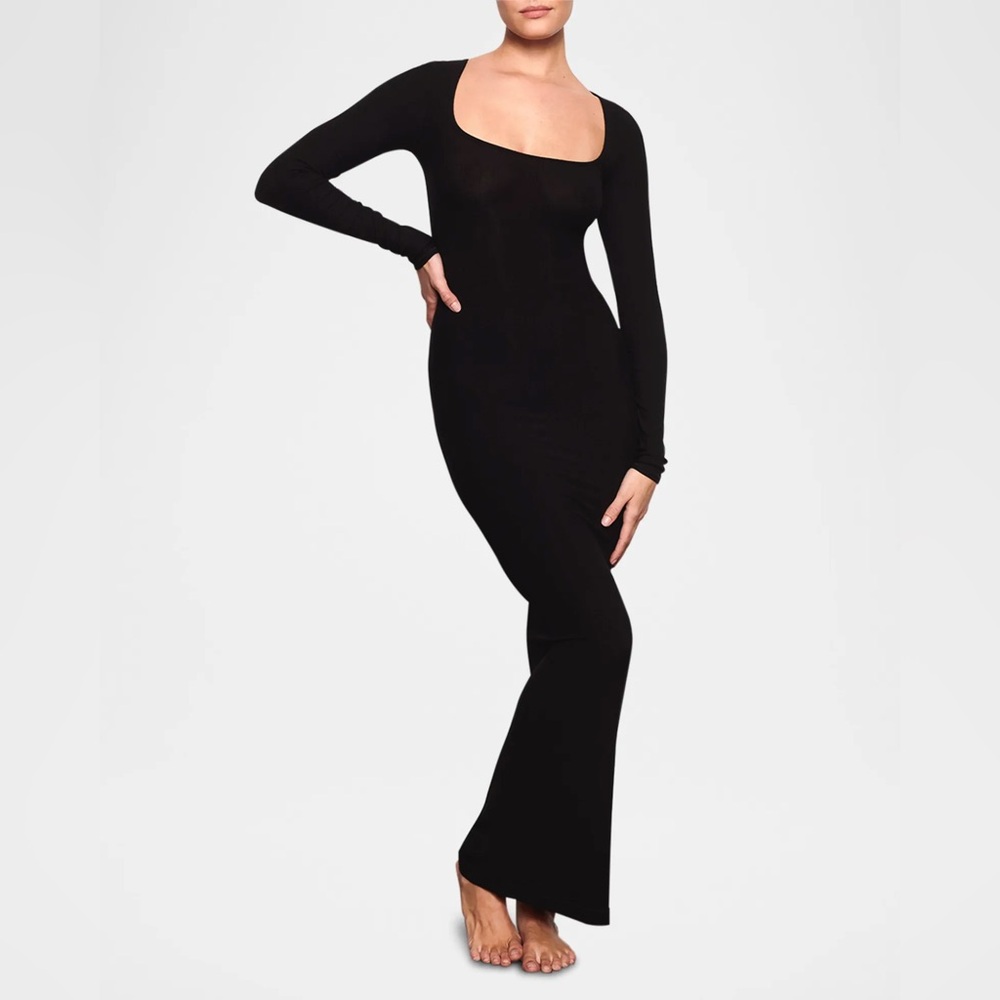 SKIMS Long Sleeve Black Dress - Size Small